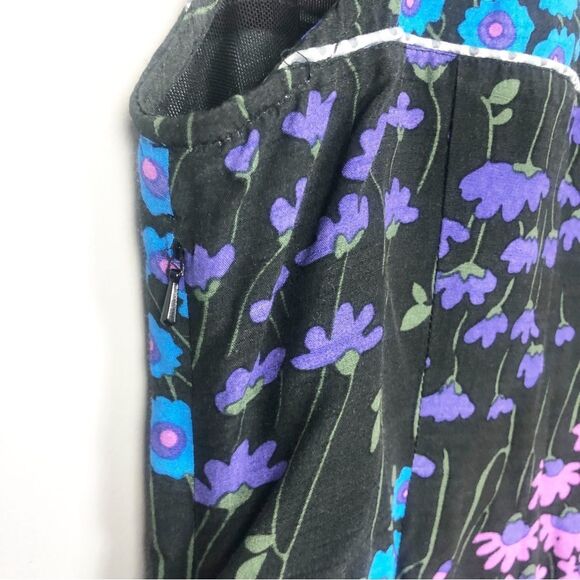 FREE PEOPLE | Floral Black Blue Purple Dress Multicolor Trim Women’s Size 0 - Picture 11 of 11